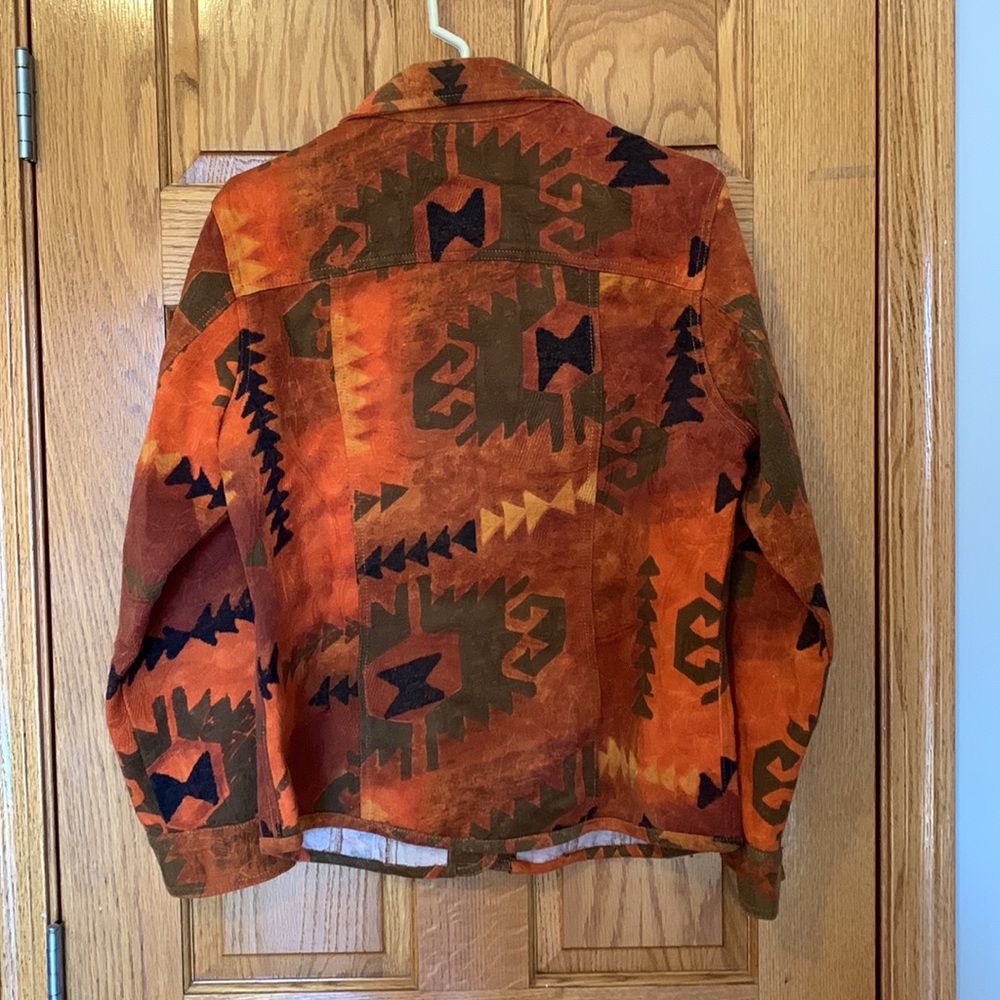 Chico’s Size 1 Jacket Orange Multicolored - Picture 6 of 7